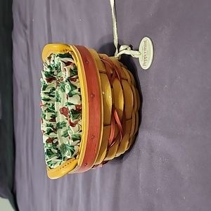 1999 Longaberger Peppermint Tree Trimming basket, liner, protector, tie